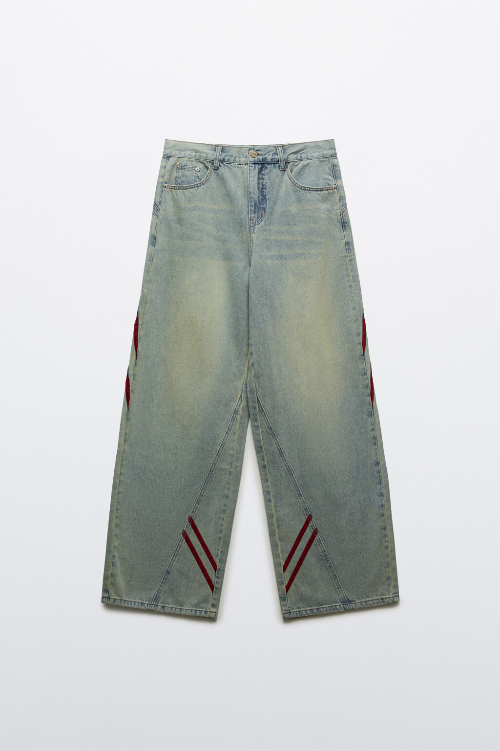 Джинсы багги с низкой посадкой и лампасами - цвет синий - 7