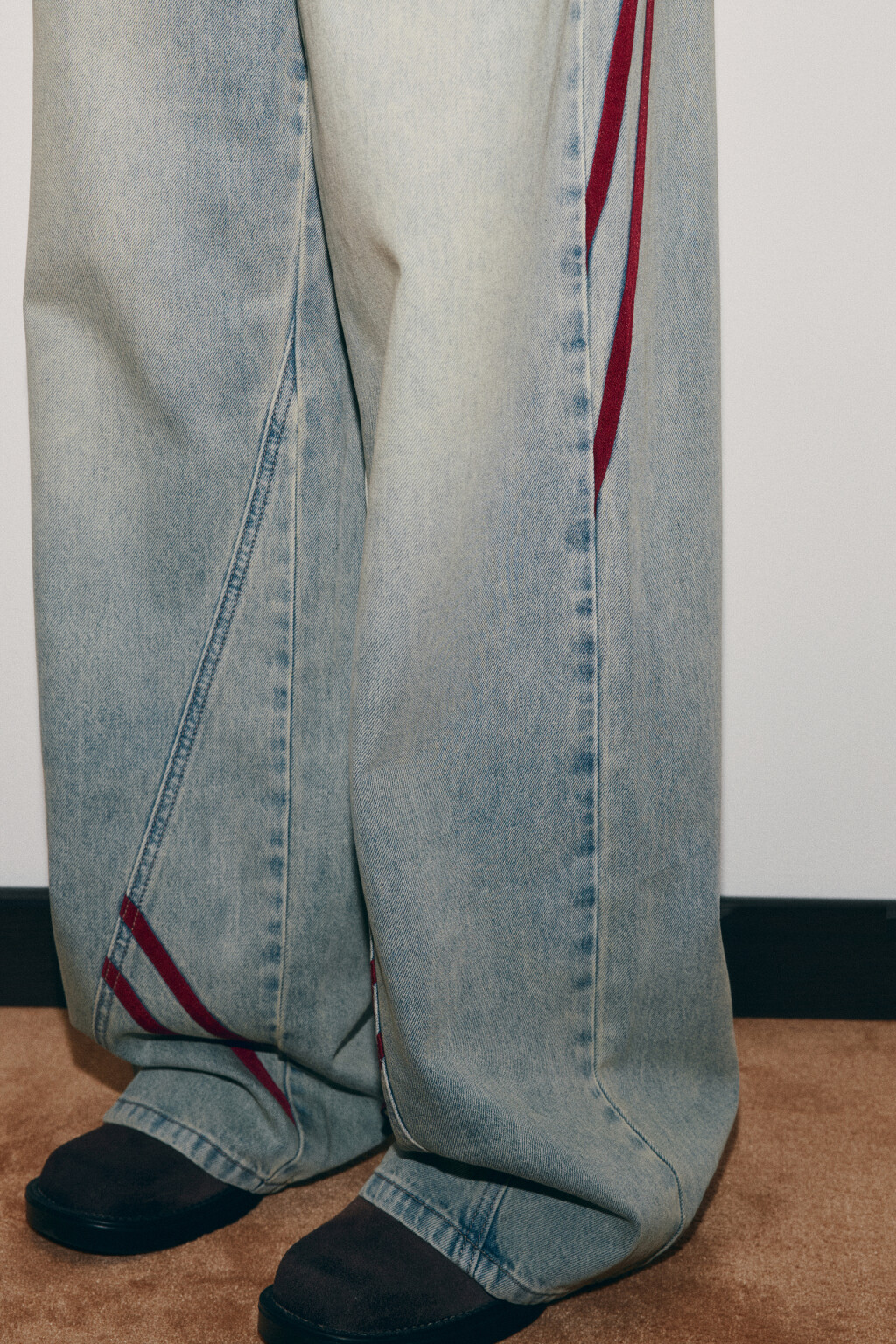 Джинсы багги с низкой посадкой и лампасами - цвет синий - 6