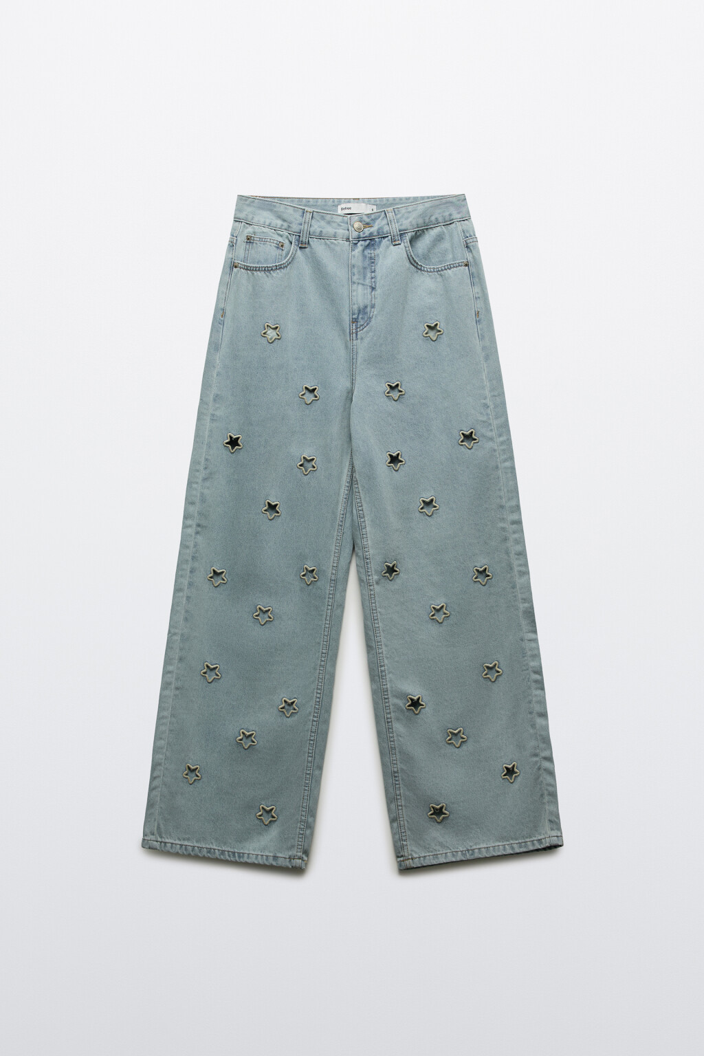 Джинсы багги с низкой посадкой и вырезанными звездами - цвет синий - 7