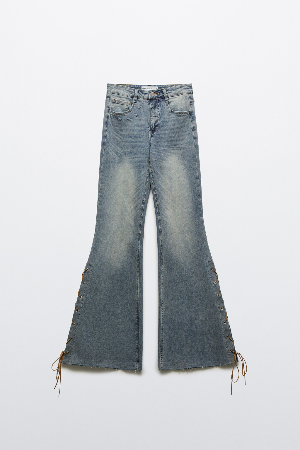 Джинсы клеш со средней посадкой и разрезами на шнуровке - цвет синий - 10