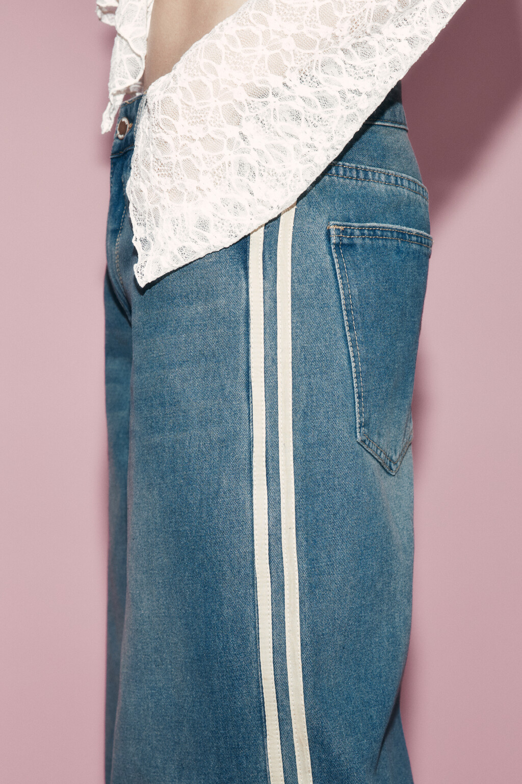 Джинсы baggy fit с низкой посадкой и лампасами - цвет синий - 6