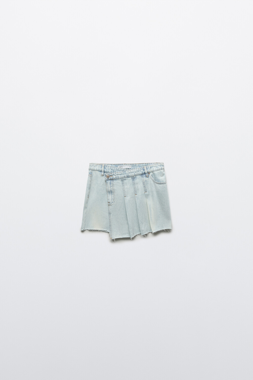 Юбка-трапеция мини джинсовая асимметричная - цвет синий - 8