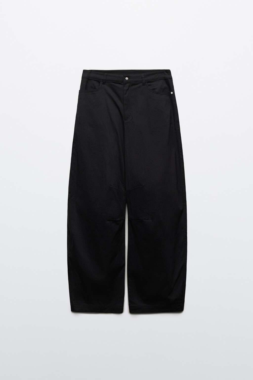 Брюки barrel fit хлопковые со средней посадкой и стразами - цвет черный - 1