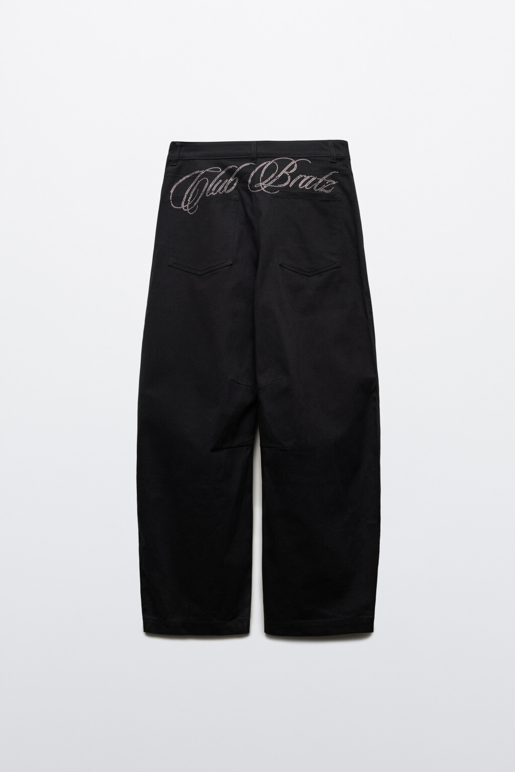 Брюки barrel fit хлопковые со средней посадкой и стразами - цвет черный - 2