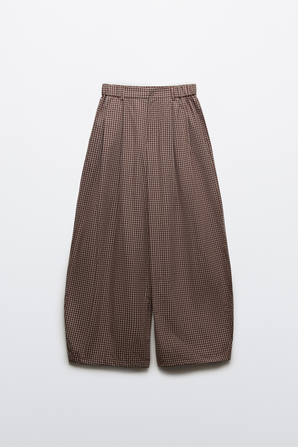 Брюки-баррель со средней посадкой в клетку - цвет коричневый - 8