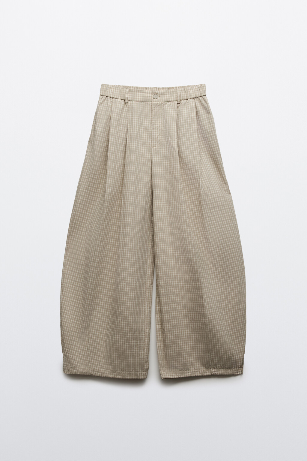 Брюки-баррель со средней посадкой в клетку - цвет бежевый - 8
