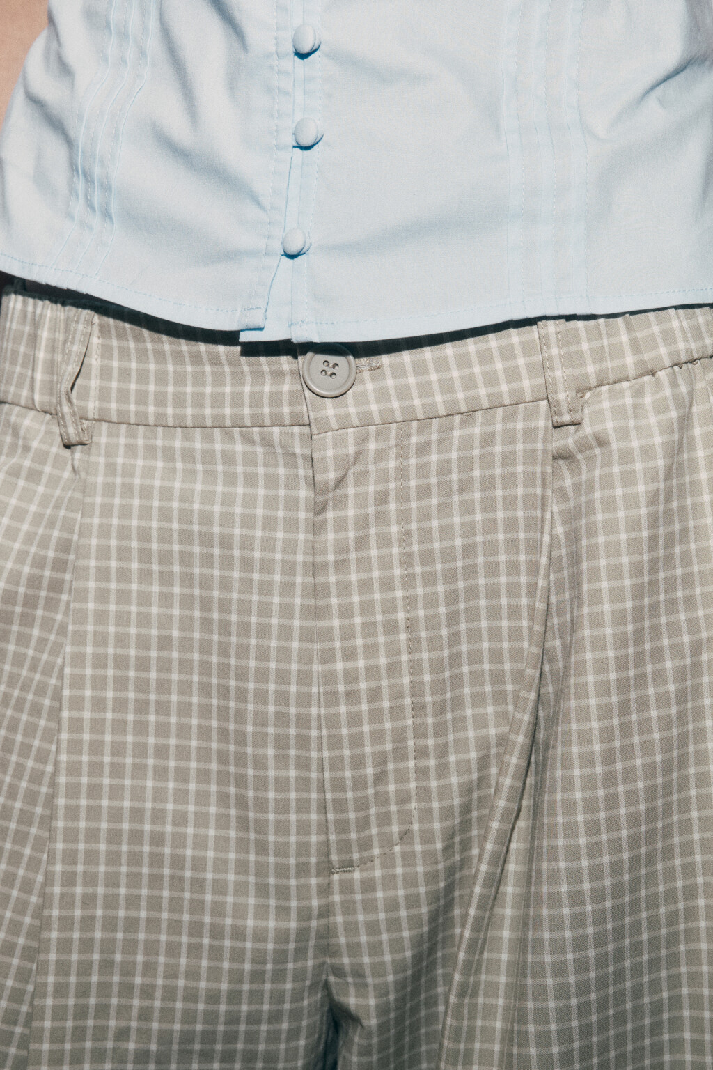 Брюки-баррель со средней посадкой в клетку - цвет бежевый - 6