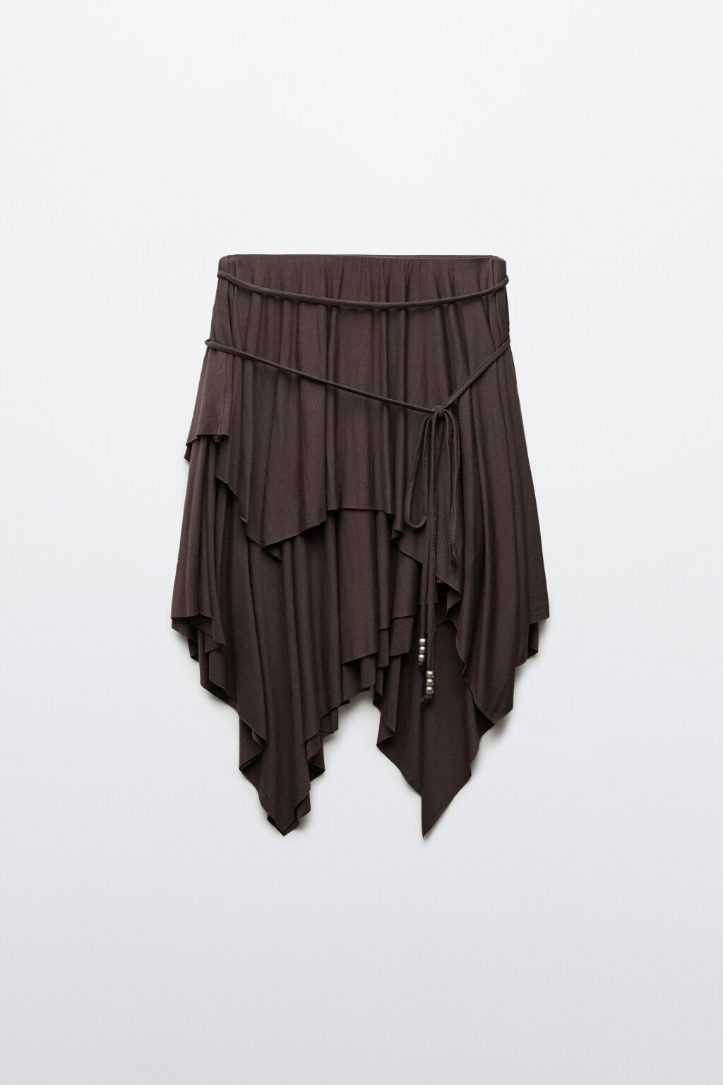 Юбка миди вискозная асимметричная с завязками - цвет коричневый - 1