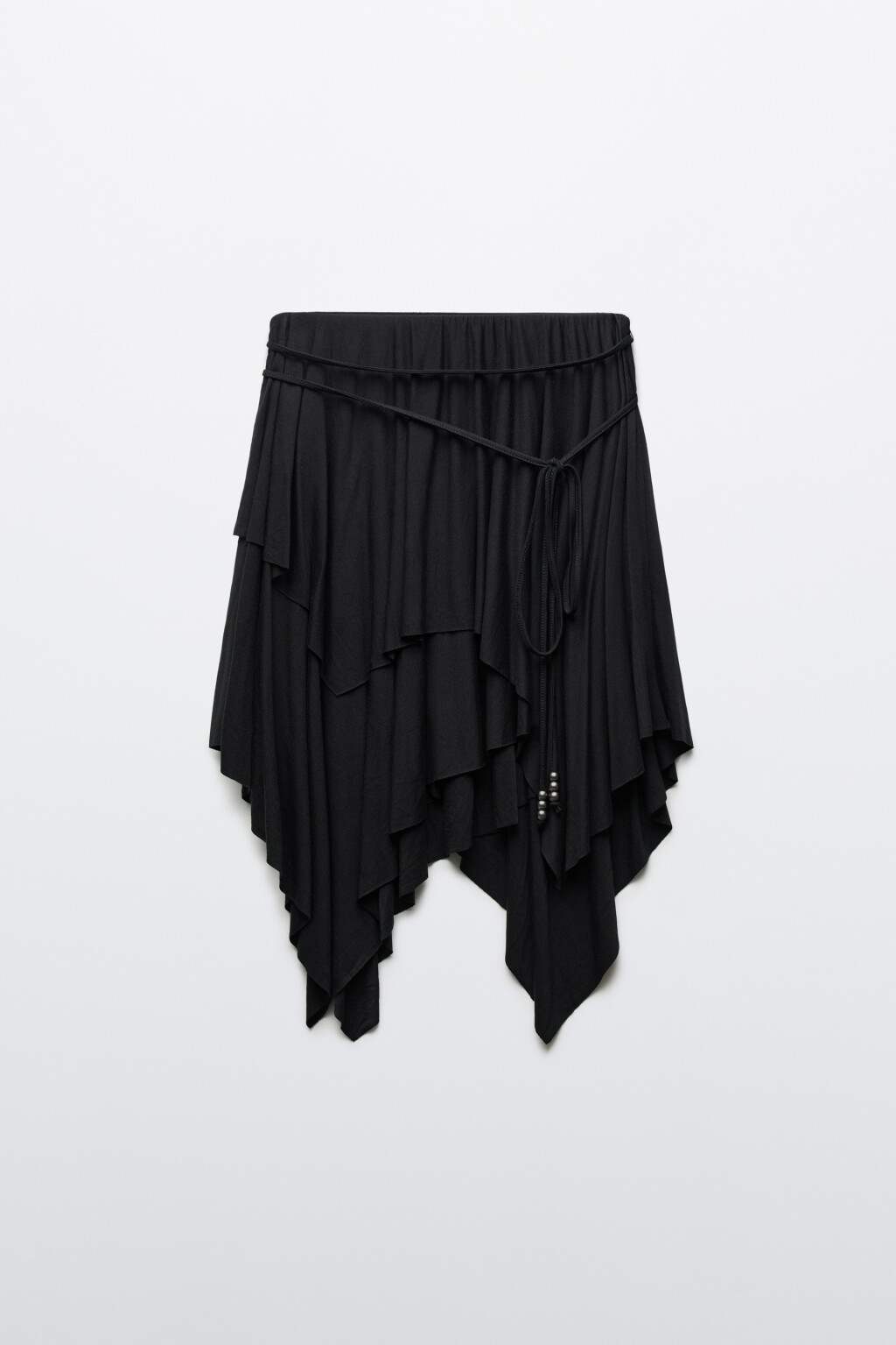 Юбка миди вискозная асимметричная с завязками - цвет черный - 1