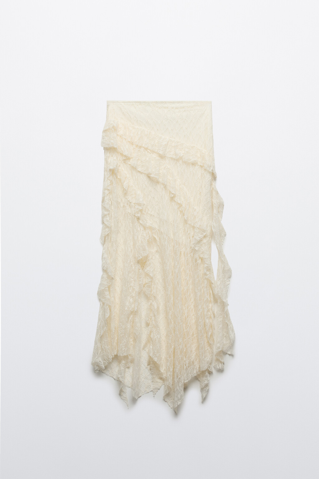 Юбка миди асимметричная с рюшами - цвет молочный - 1