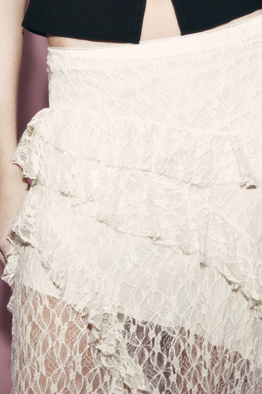 Юбка миди асимметричная с рюшами - цвет молочный - 6