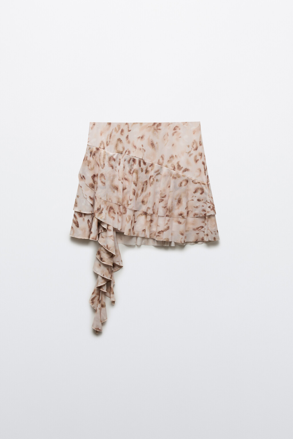 Юбка мини асимметричная с воланами - цвет бежевый - 7