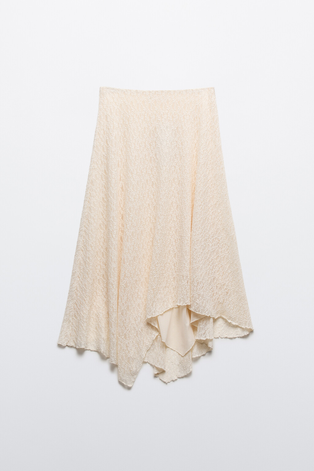 Юбка миди асимметричная ажурная - цвет молочный - 1
