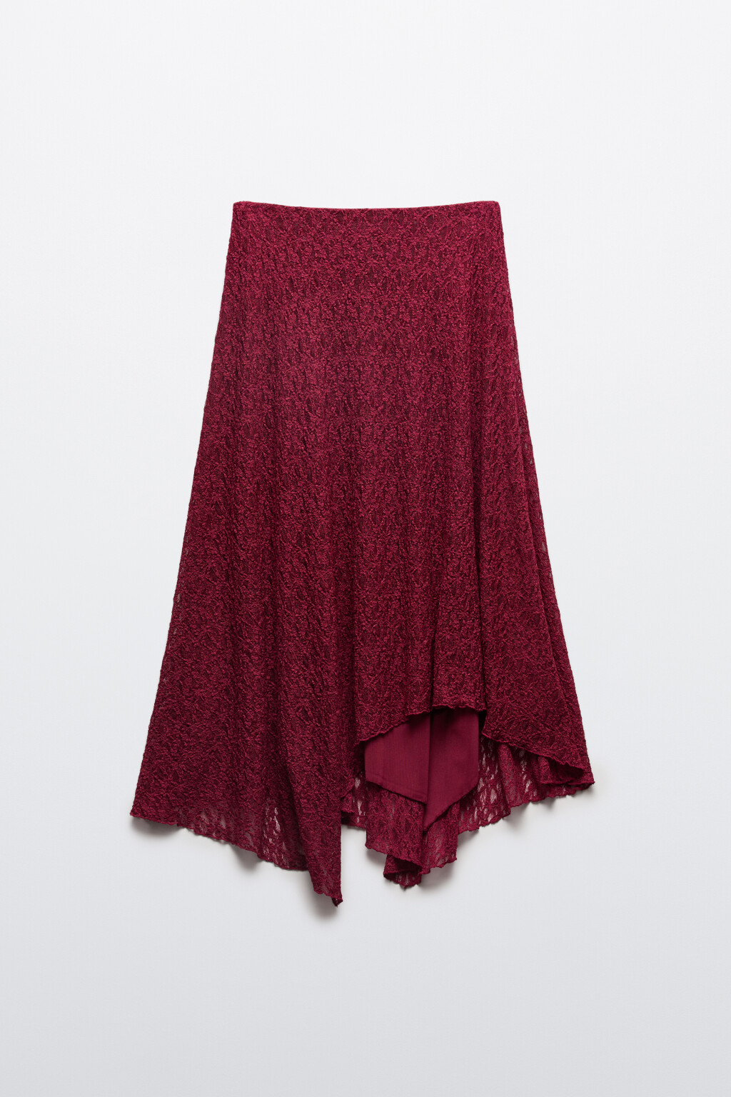 Юбка миди асимметричная ажурная - цвет красный - 1