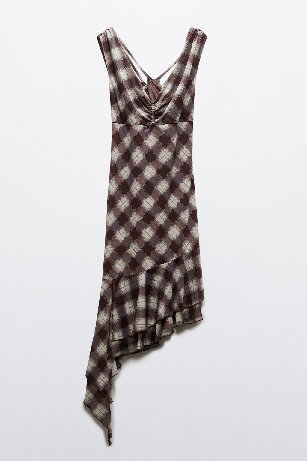 Платье-сарафан на бретелях с асимметричным низом - цвет бежевый - 6