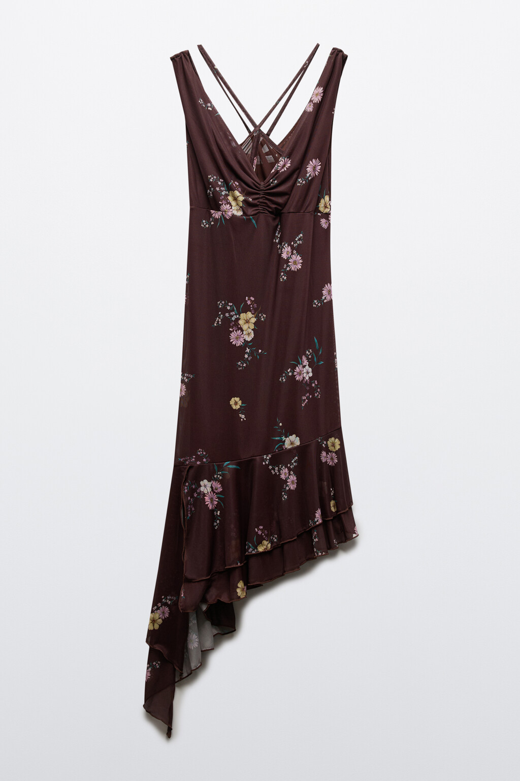 Платье-сарафан на бретелях с асимметричным низом - цвет мультиколор - 8