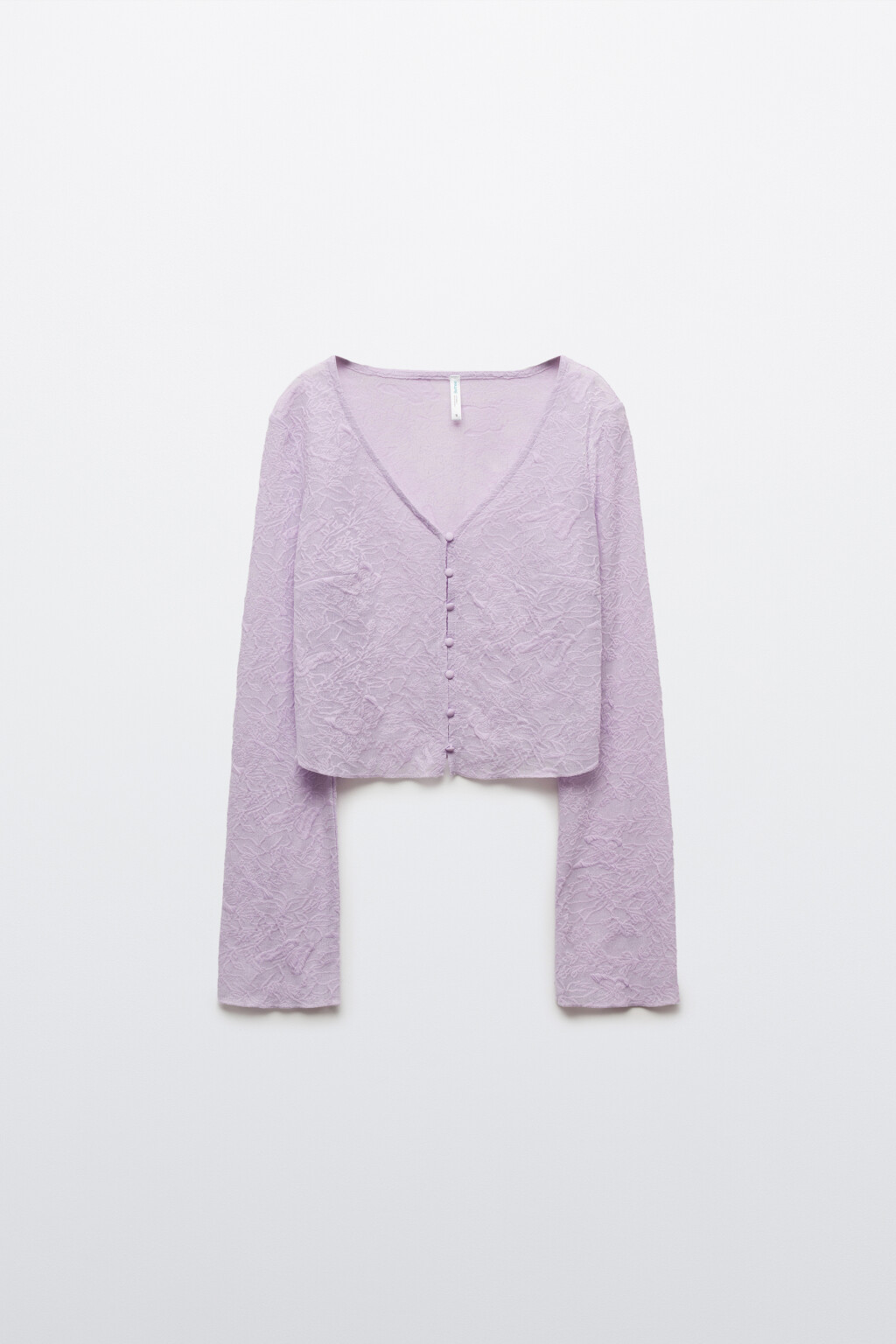 Лонгслив облегающий кружевной на пуговицах - цвет сиреневый - 1