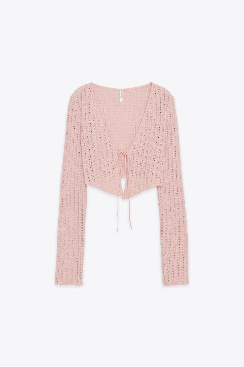 Блузка укороченная ажурная на завязках - цвет розовый - 7