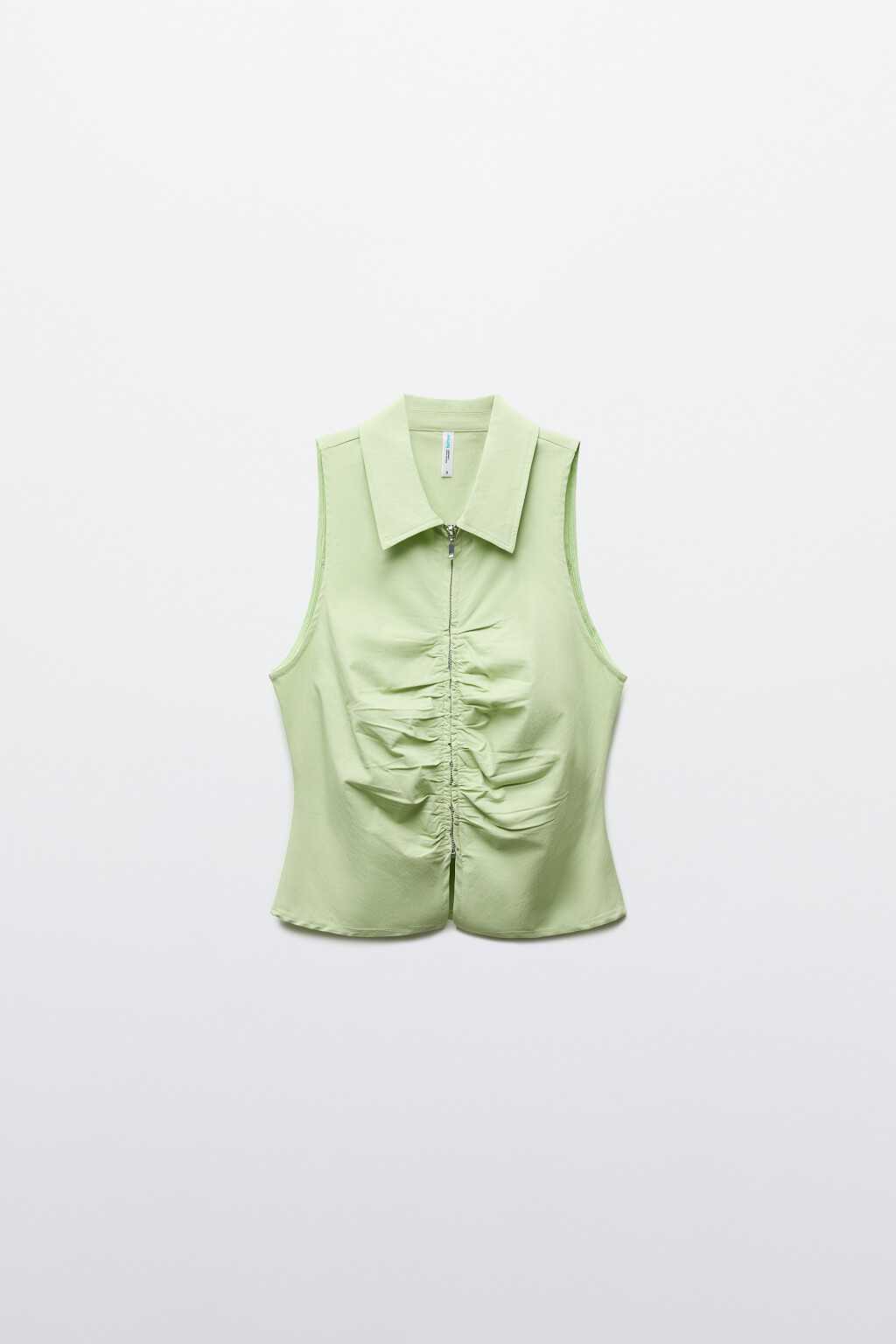 Жилет вискозный облегающий с отложным воротником - цвет зеленый - 1