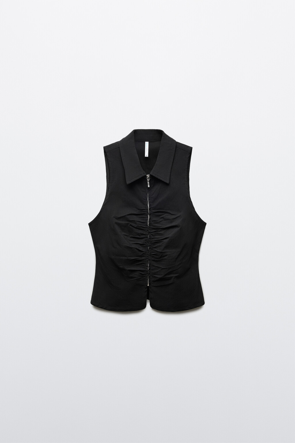 Жилет вискозный облегающий с отложным воротником - цвет черный - 7
