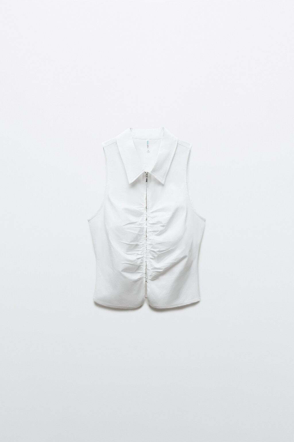 Жилет вискозный облегающий с отложным воротником - цвет молочный - 7