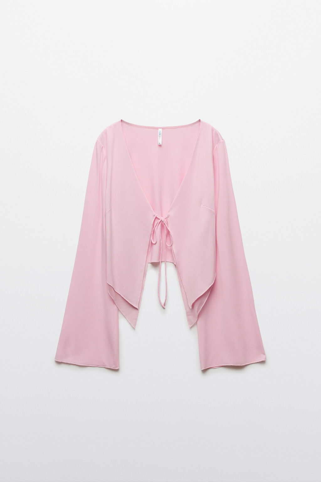 Блузка облегающая с расклешенными рукавами - цвет розовый - 7