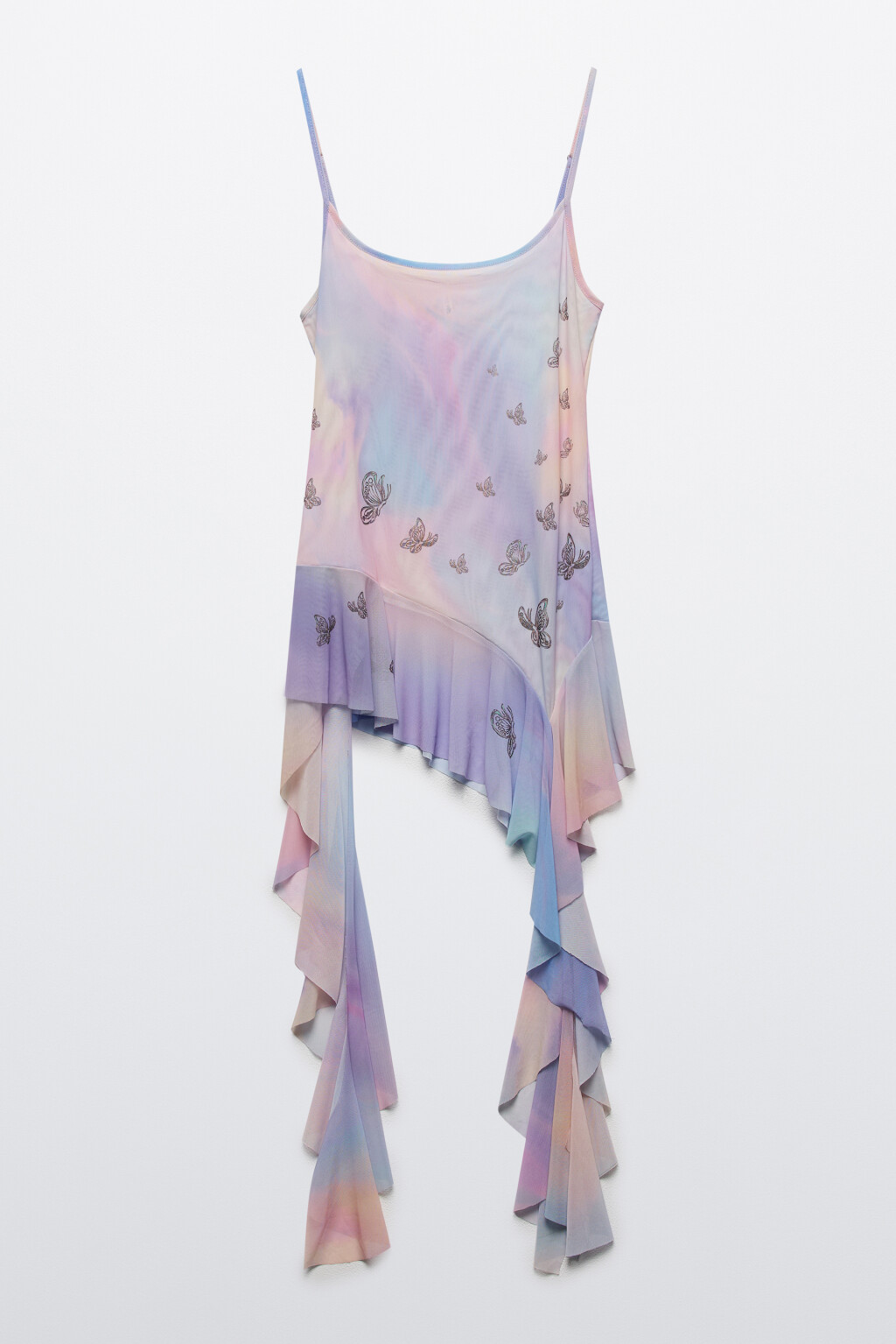 Блузка-майка сетчатая с асимметричной баской - цвет мультиколор - 9