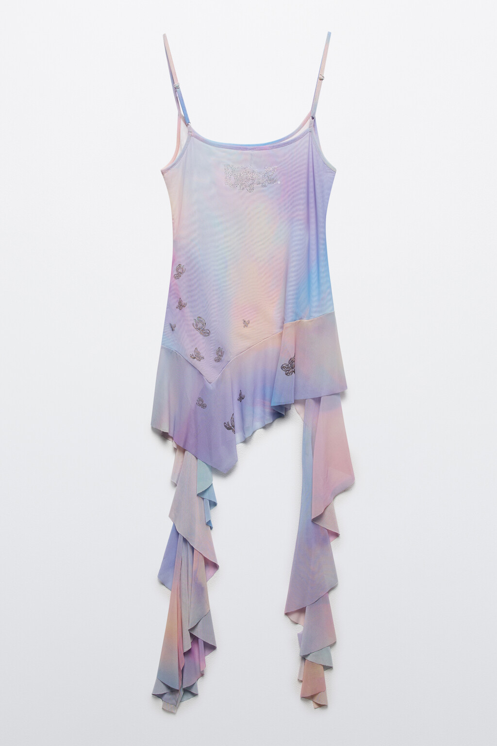 Блузка-майка сетчатая с асимметричной баской - цвет мультиколор - 10