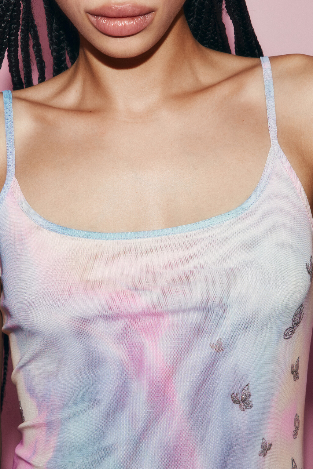 Блузка-майка сетчатая с асимметричной баской - цвет мультиколор - 7