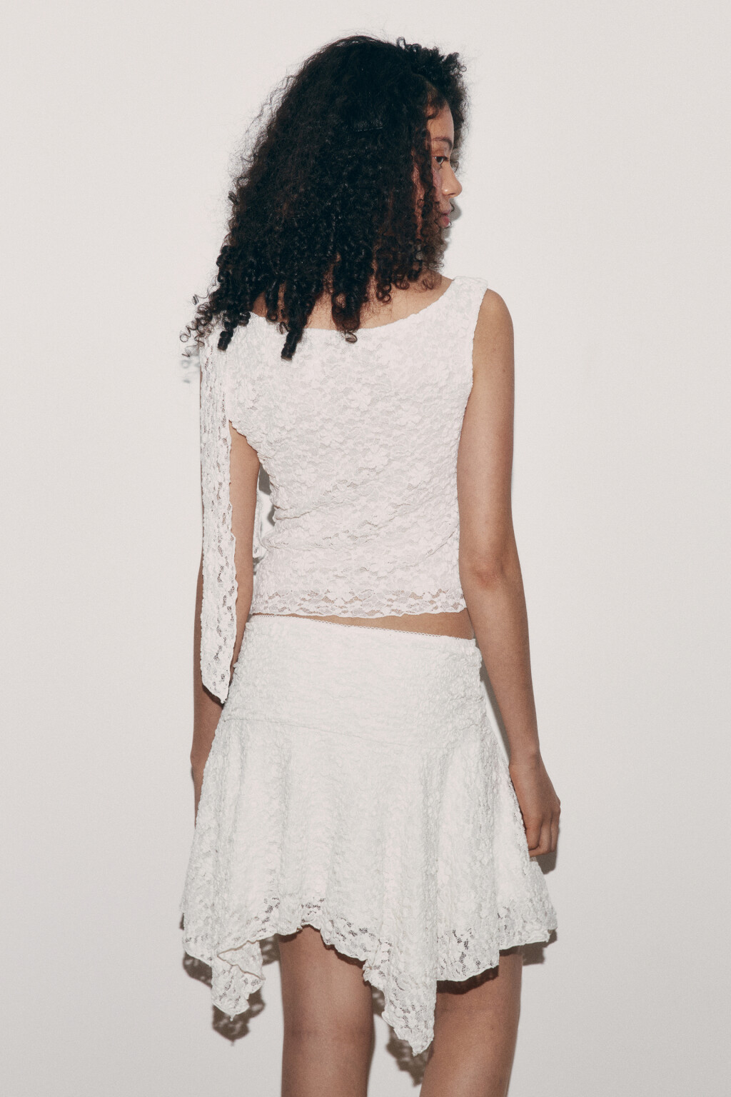 Блузка-топ ажурная - цвет молочный - 3