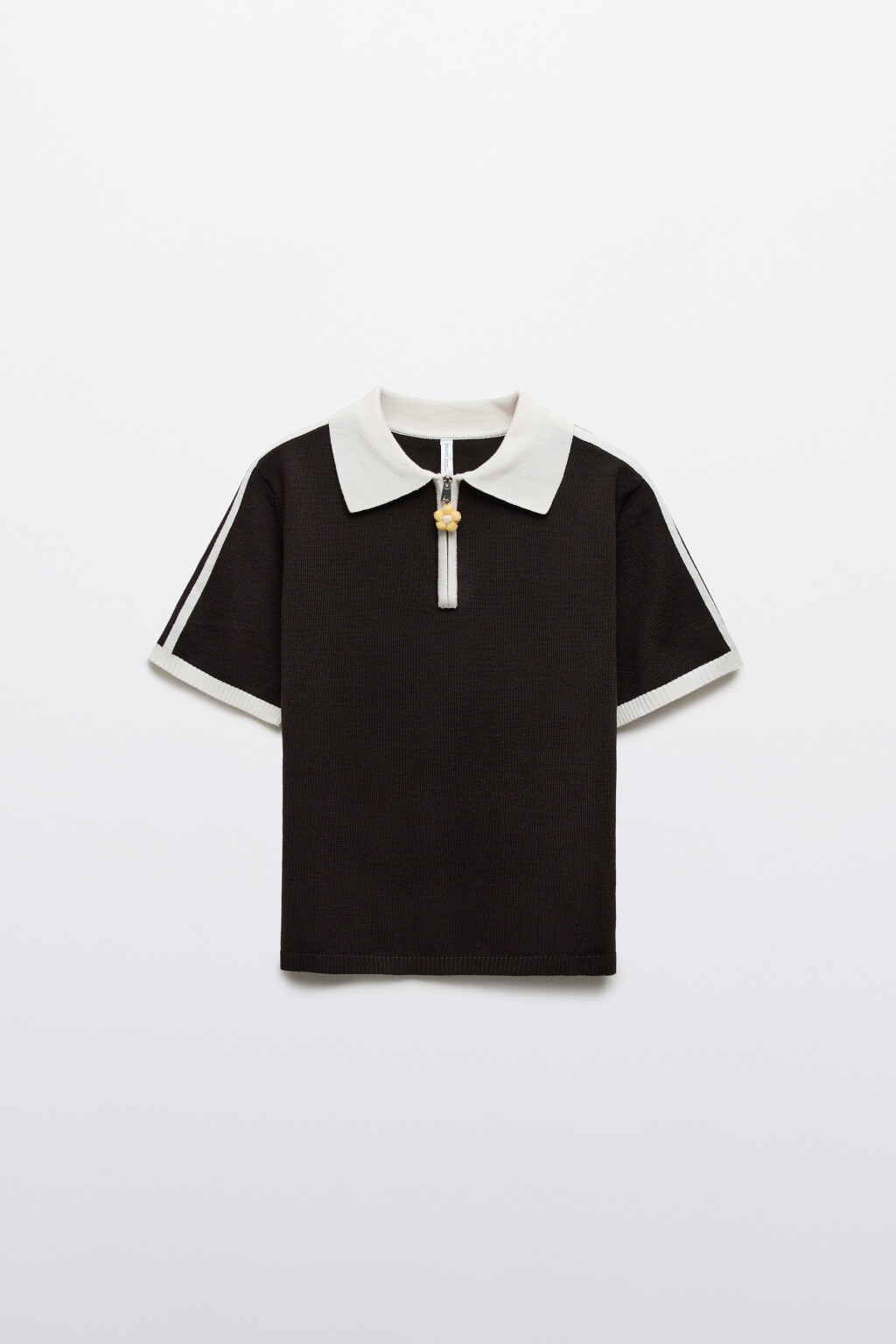 Футболка-поло вязаная с подвеской - цвет коричневый - 1