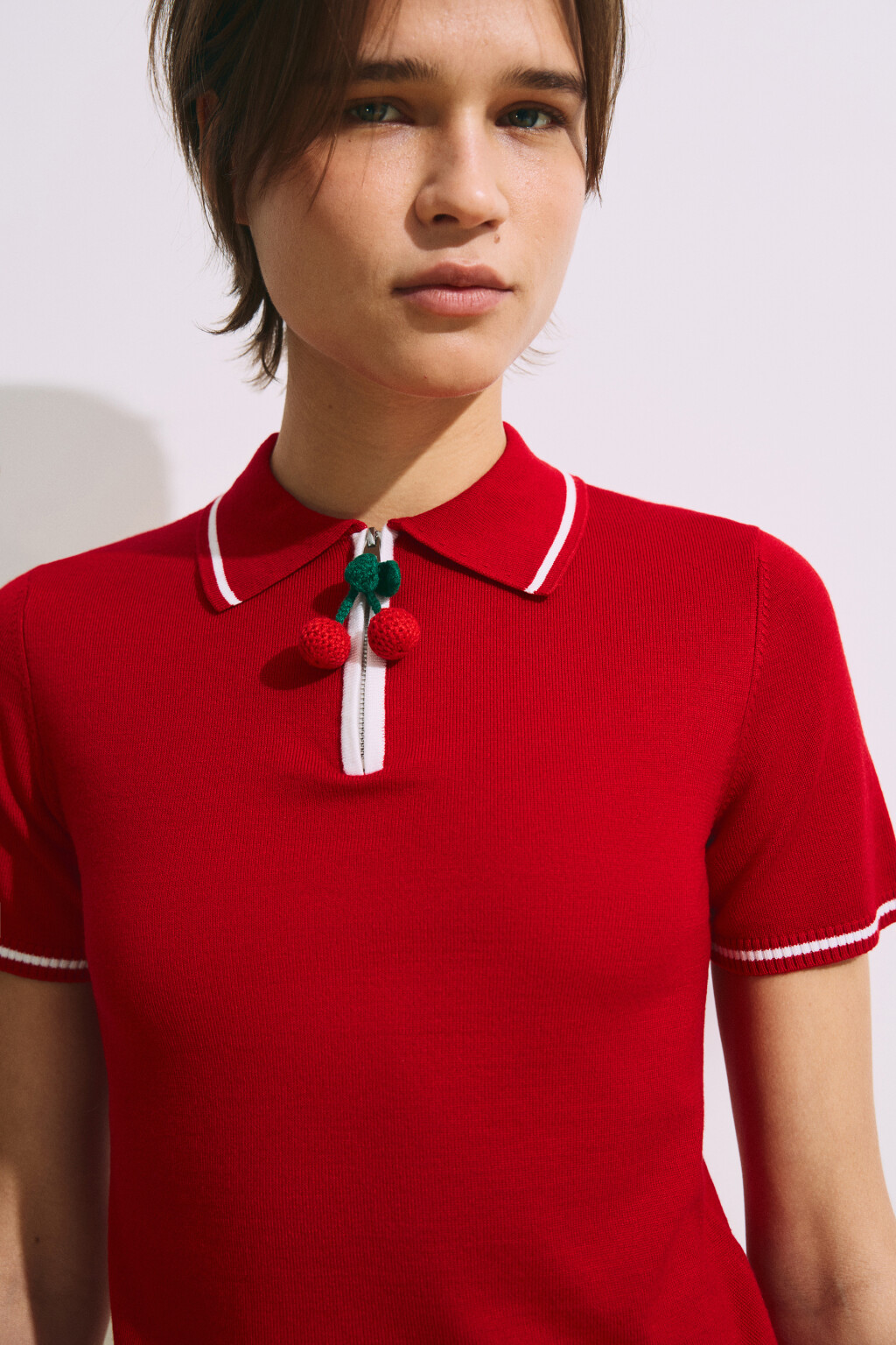 Футболка-поло вязаная с подвеской - цвет красный - 6