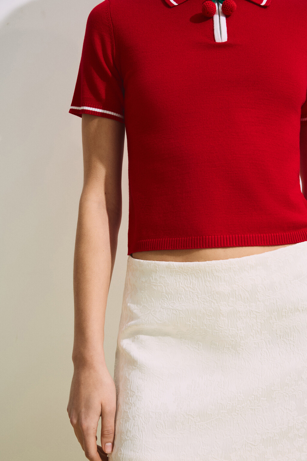 Футболка-поло вязаная с подвеской - цвет красный - 7