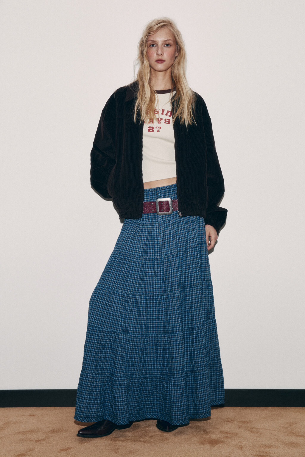 Куртка-бомбер вельветовая с отложным воротником - цвет коричневый - 5