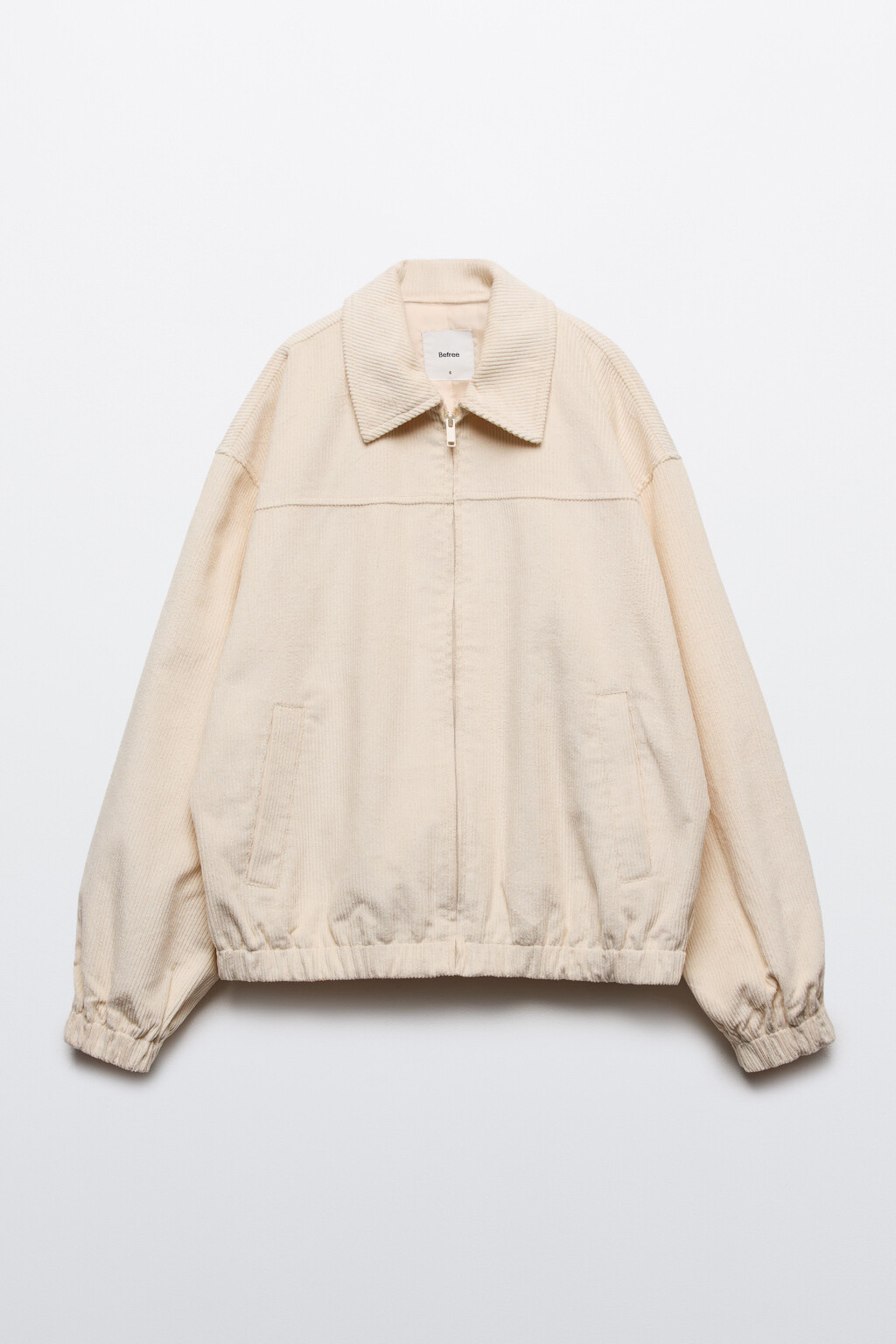 Куртка-бомбер вельветовая с отложным воротником - цвет молочный - 9