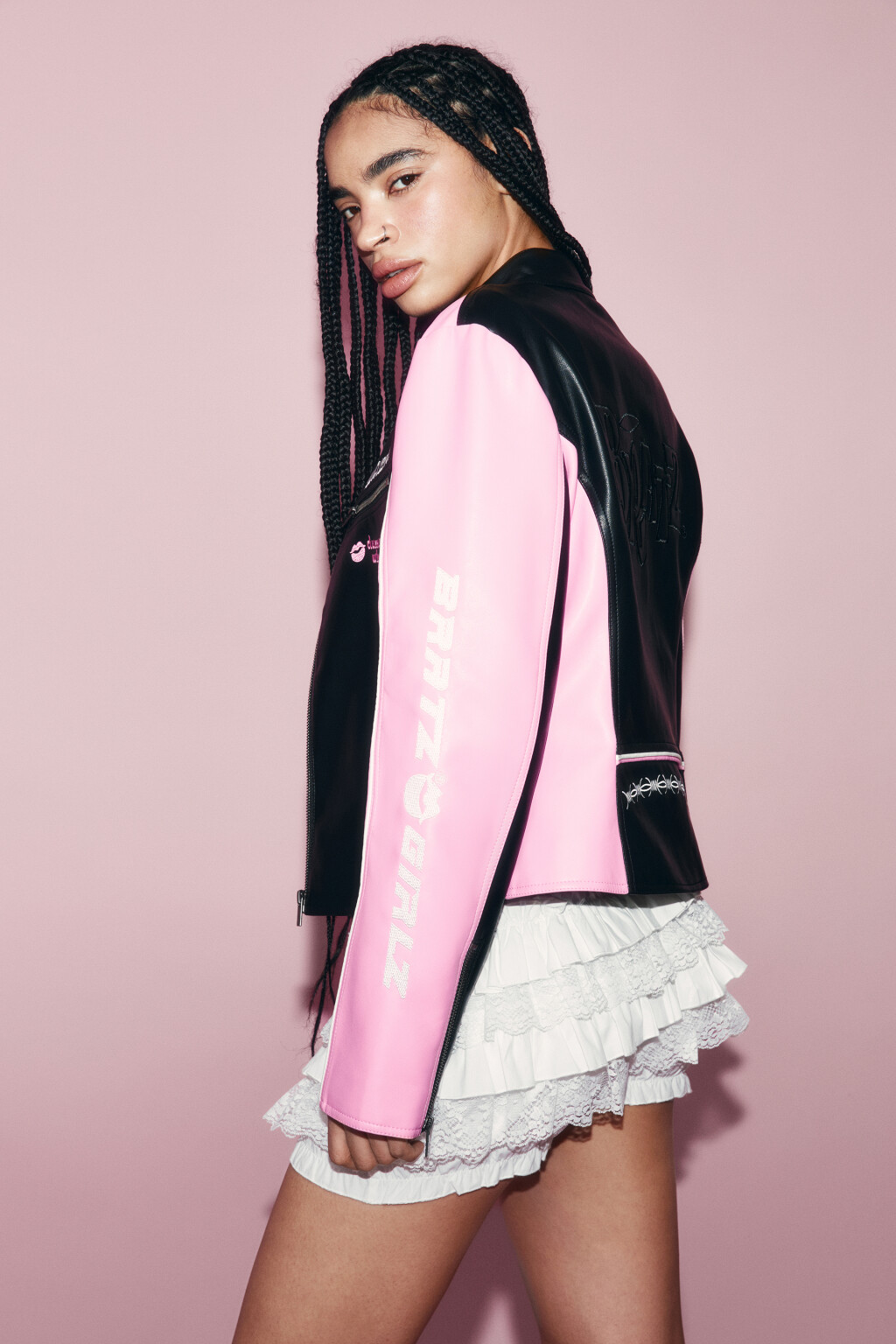 Куртка из искусственной кожи с вышивкой - цвет мультиколор - 2