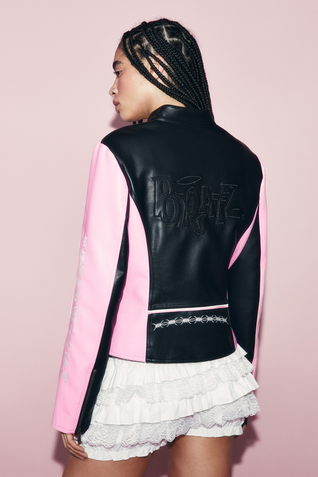 Куртка из искусственной кожи с вышивкой - цвет мультиколор - 5