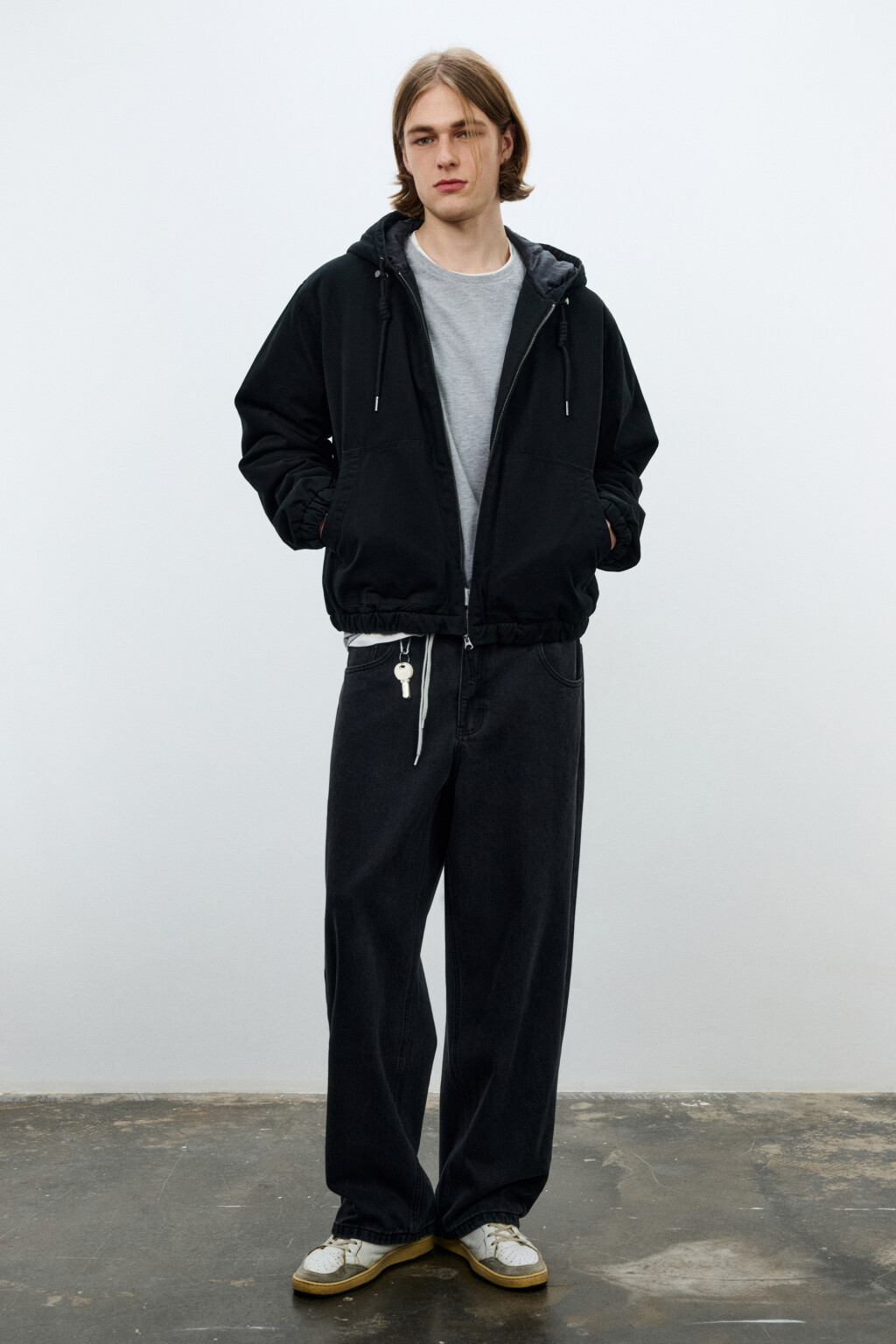 Куртка-бомбер хлопковая с капюшоном - цвет черный - 6