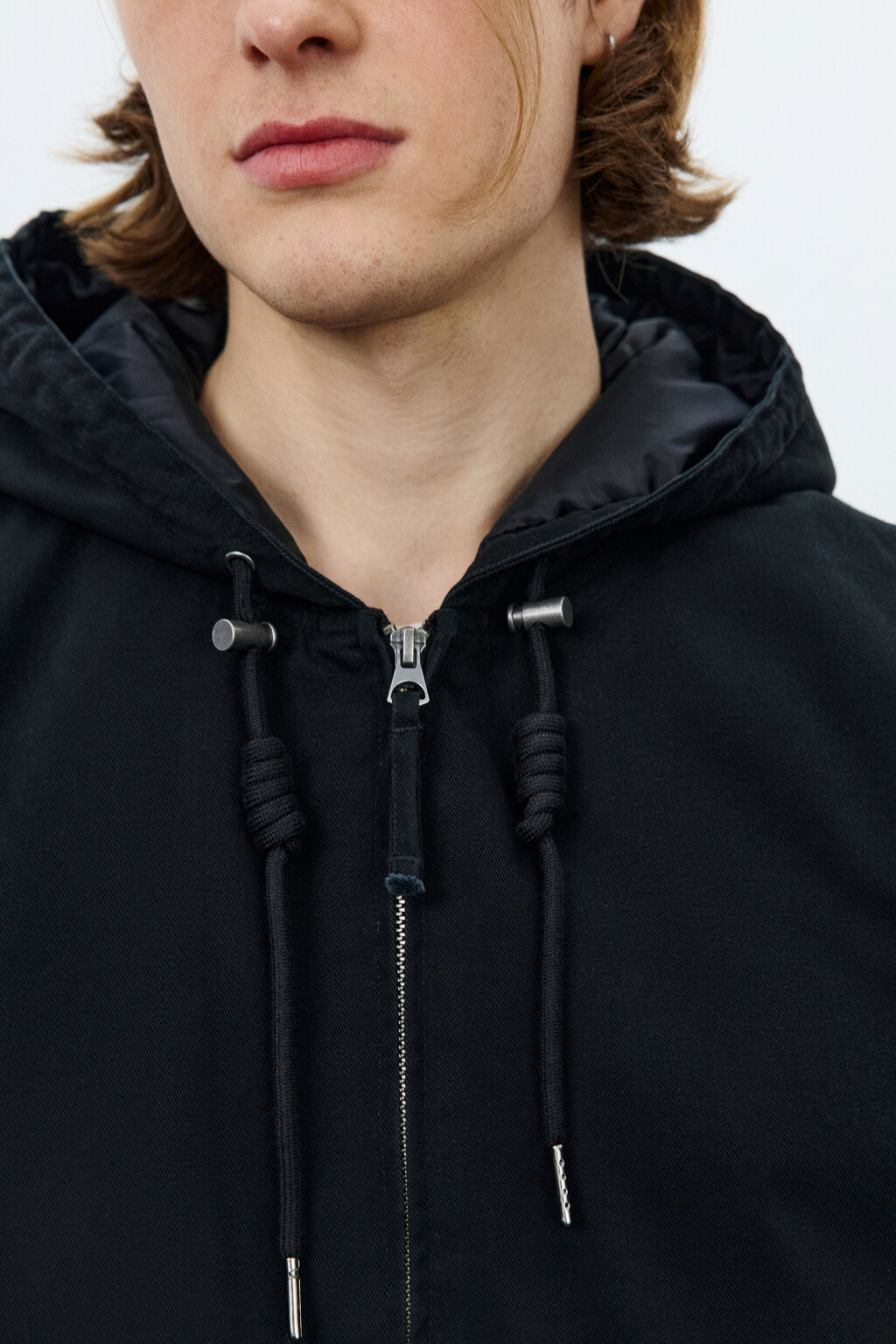 Куртка-бомбер хлопковая с капюшоном - цвет черный - 7