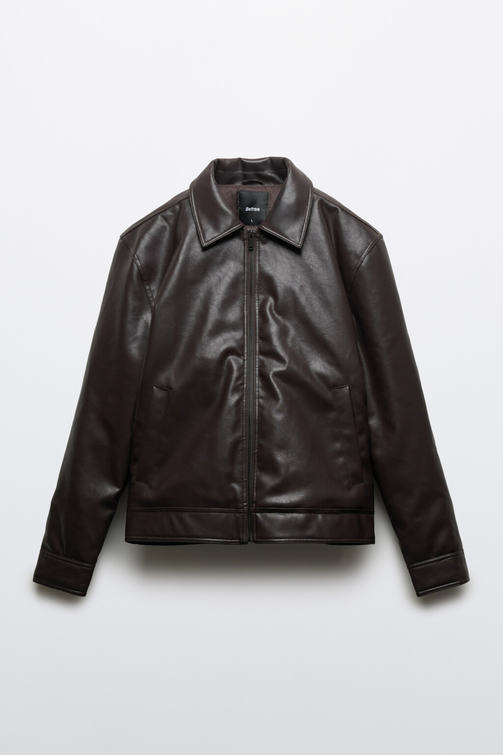 Куртка из искусственной кожи утепленная с отложным воротником - цвет коричневый - 9