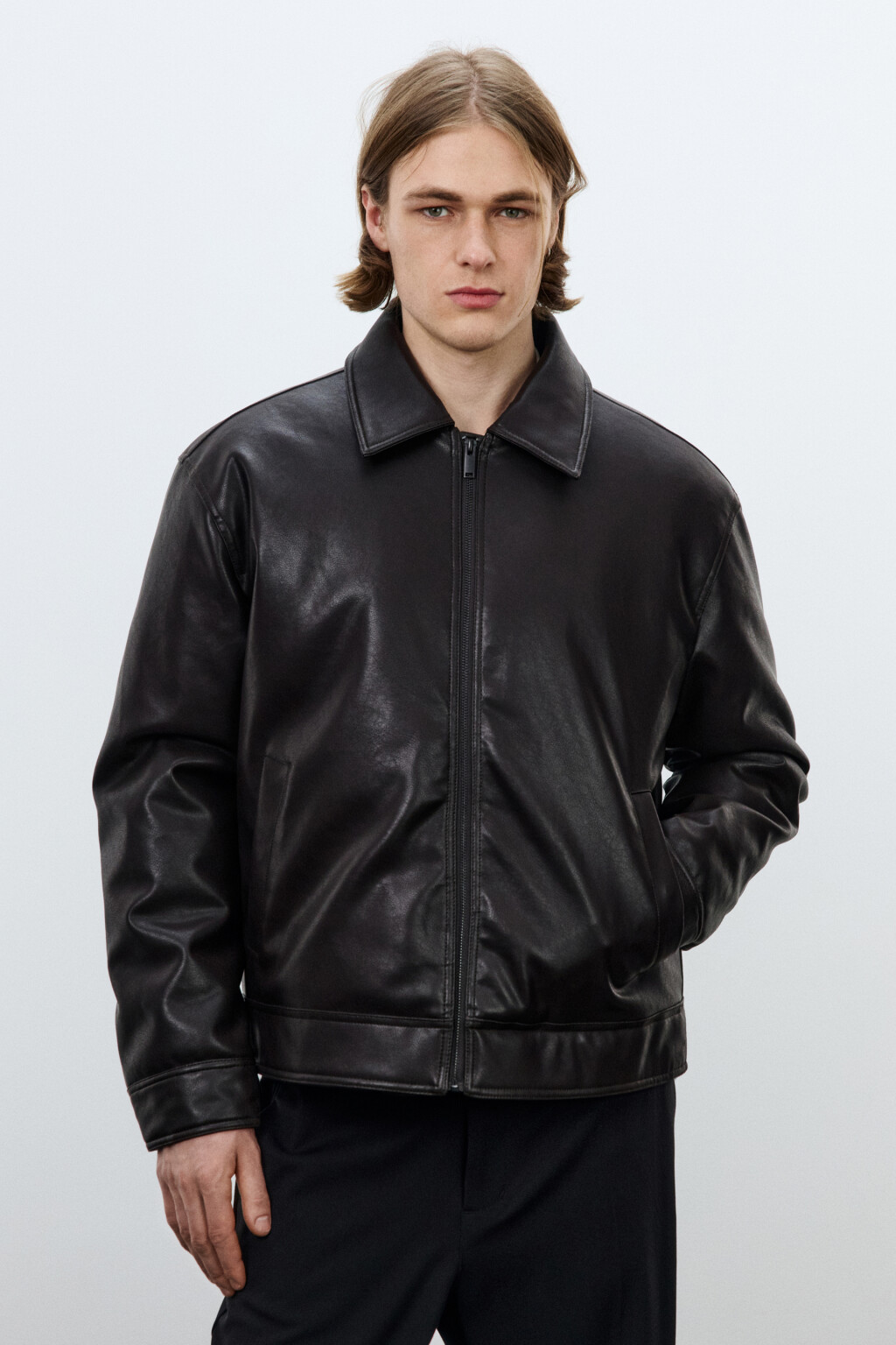 Куртка из искусственной кожи утепленная с отложным воротником - цвет коричневый - 3