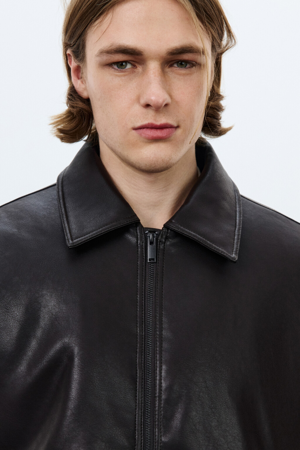 Куртка из искусственной кожи утепленная с отложным воротником - цвет коричневый - 6