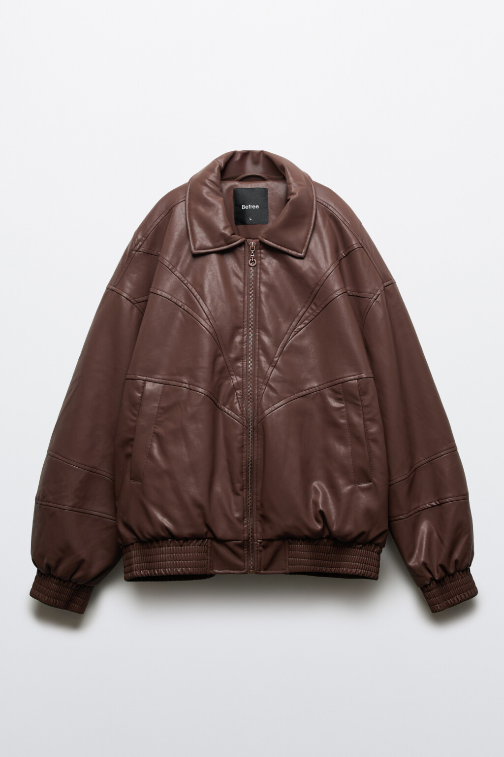 Куртка из искусственной кожи утепленная с отложным воротником - цвет коричневый - 8