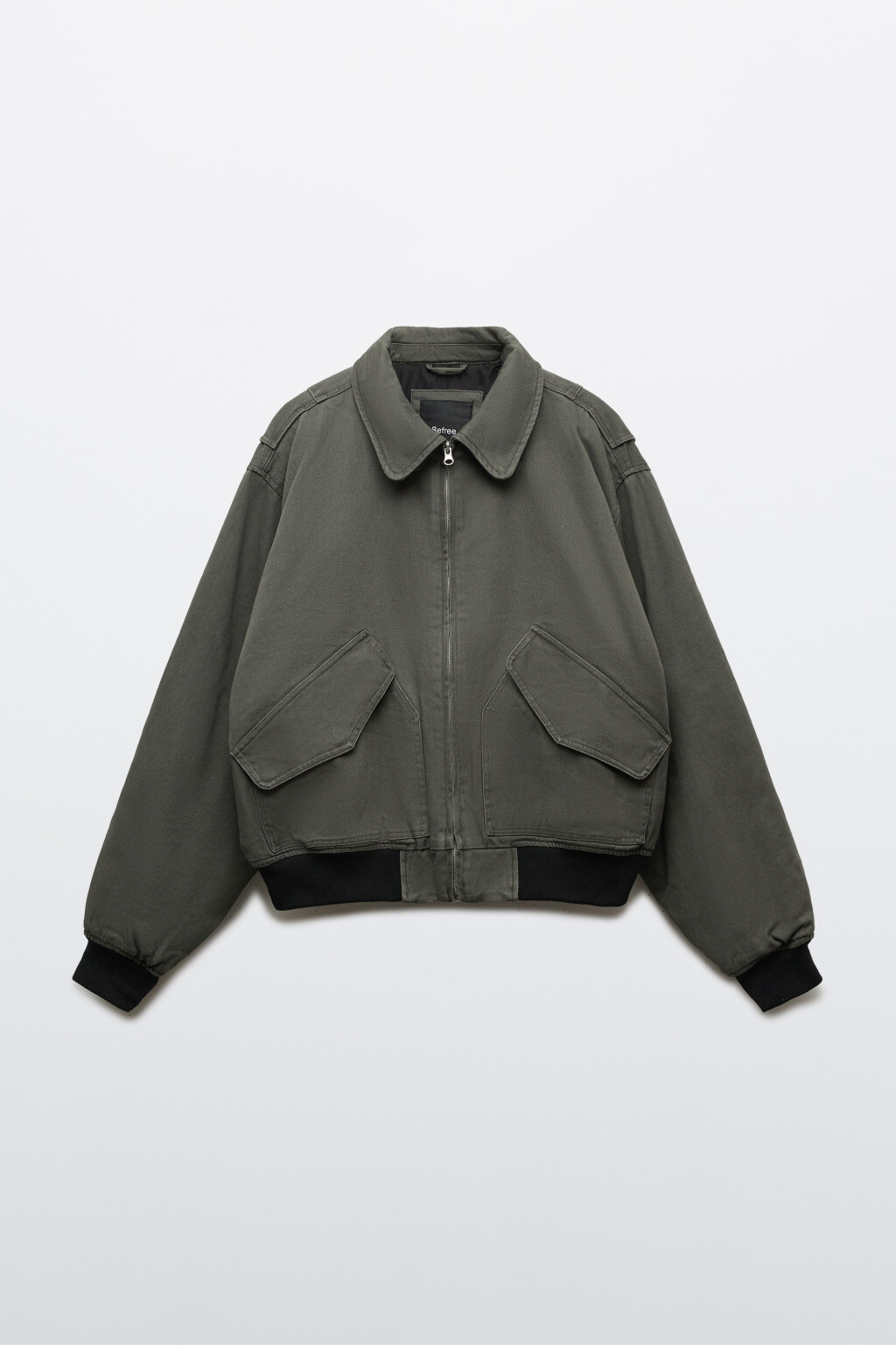 Куртка-бомбер джинсовая с отложным воротником - цвет зеленый - 9