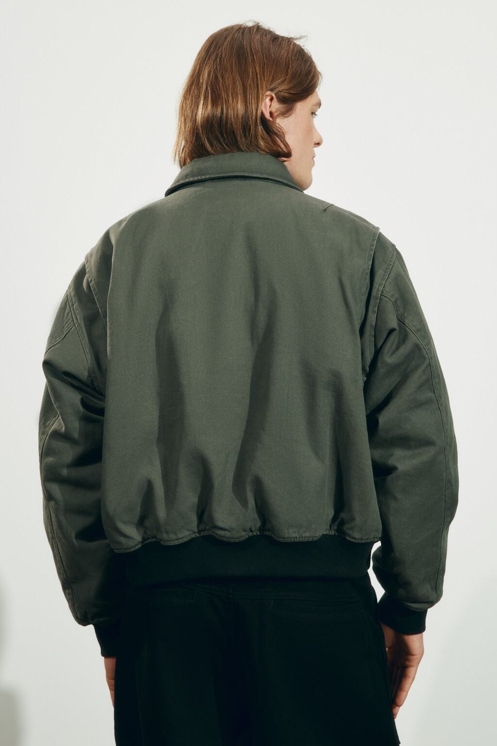 Куртка-бомбер джинсовая с отложным воротником - цвет зеленый - 4