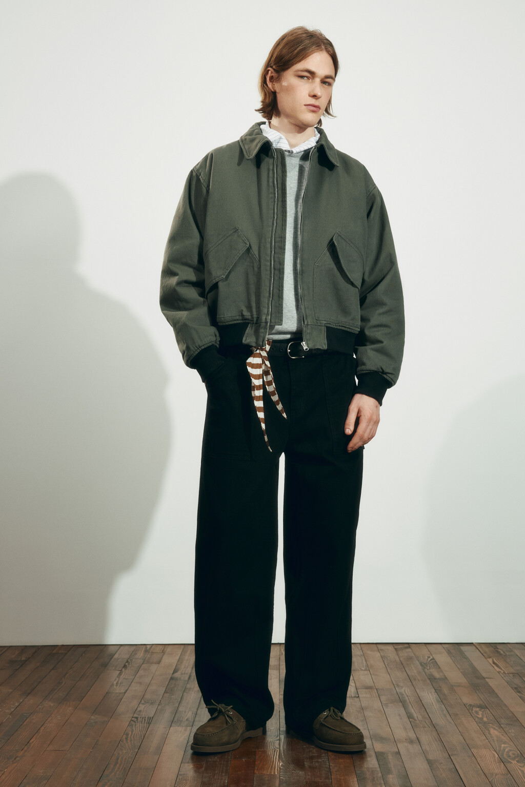 Куртка-бомбер джинсовая с отложным воротником - цвет зеленый - 5