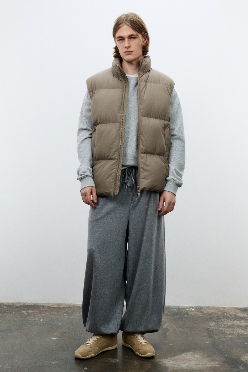 Жилет стеганый с воротником-стойкой - цвет коричневый - 5