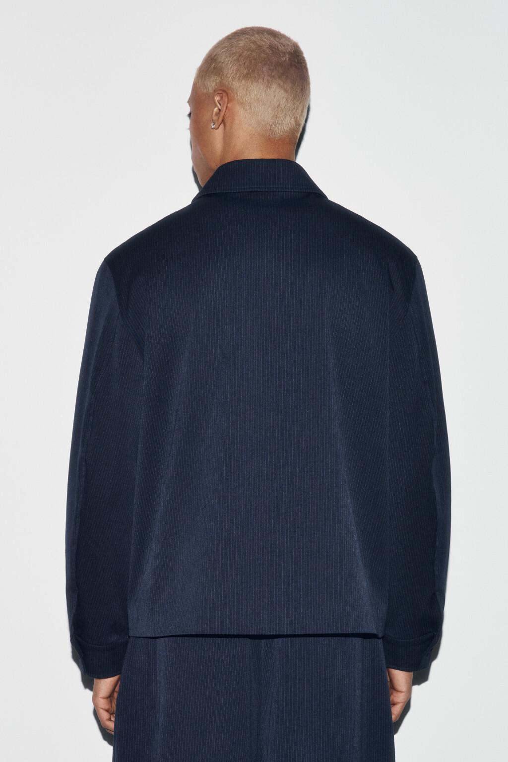 Куртка-рубашка в полоску с вискозой - цвет синий - 4