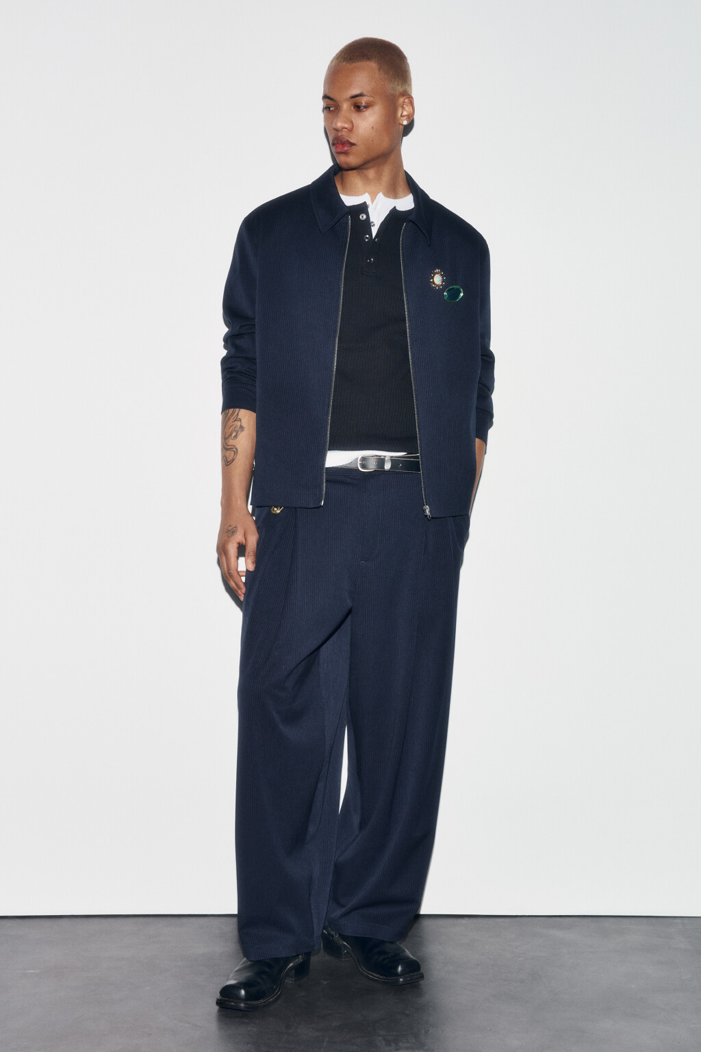 Куртка-рубашка в полоску с вискозой - цвет синий - 5