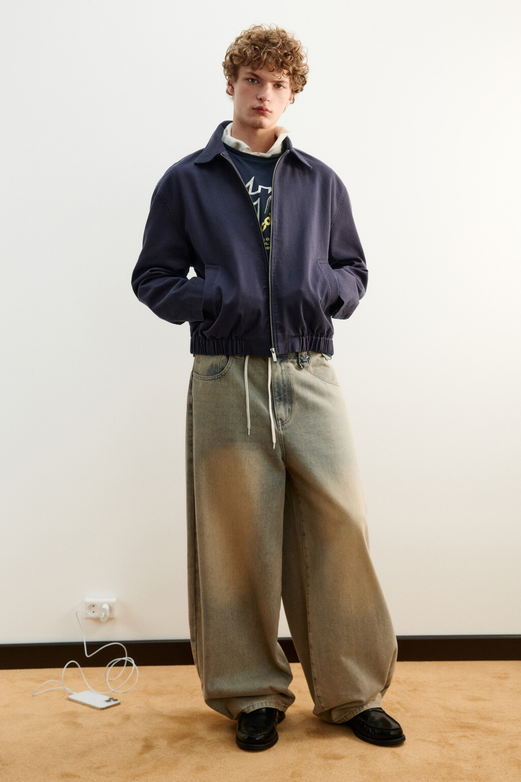 Куртка джинсовая с отложным воротником на молнии - цвет синий - 5